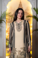 BEAUTIFUL CREAM AND BLACK KURTA SET