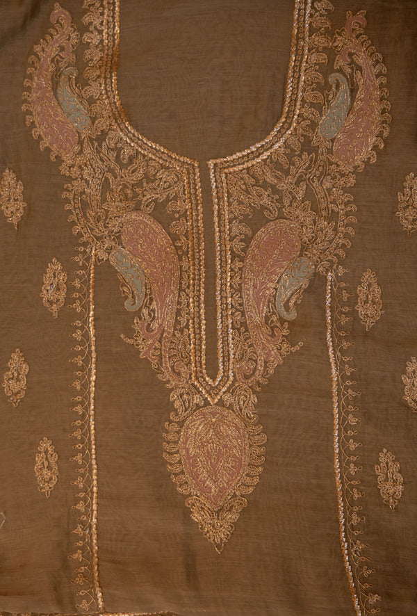 CHANDERI MULMUL ZARI EMBROIDERY UNSTICH SUIT