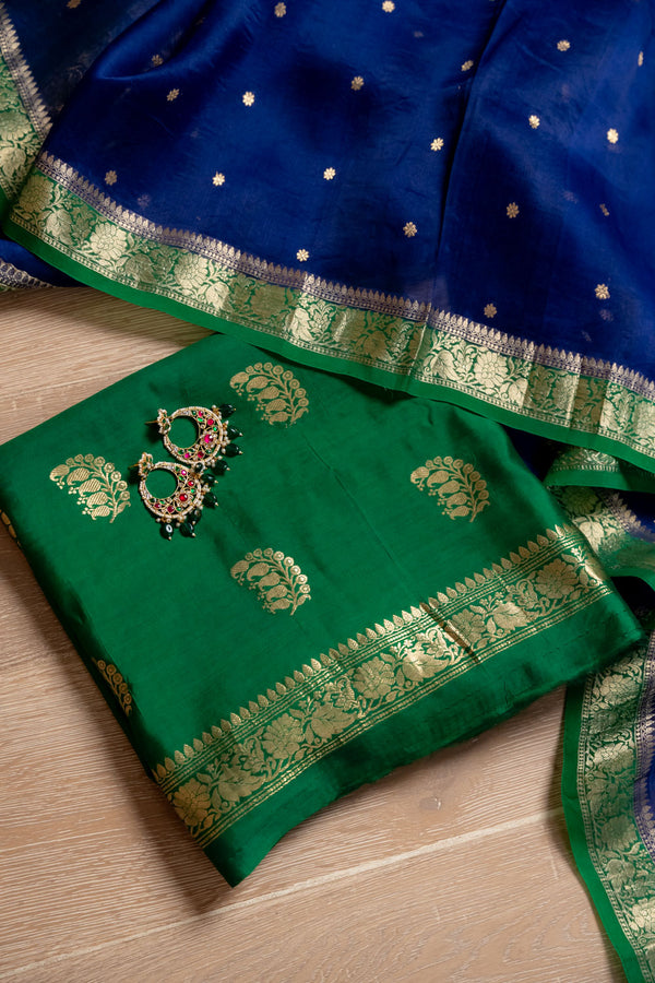 PURE SILK HANDLOOM ORGANZA UNSTICH SUIT