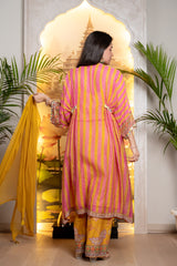 PINK&YELLOW HAND EMBROIDERY DRESS