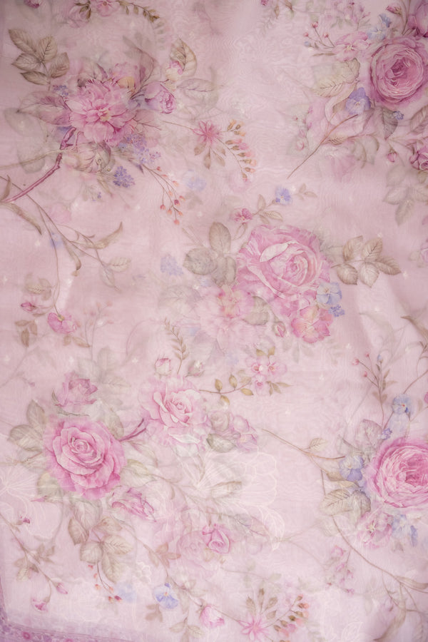 APPLIQUE ORGANZA THREAD WORK UNSTICH SUIT