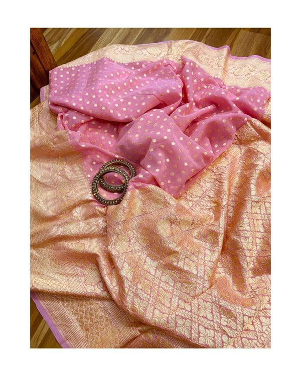 Beautiful Khaddi Georgette Pink Saree