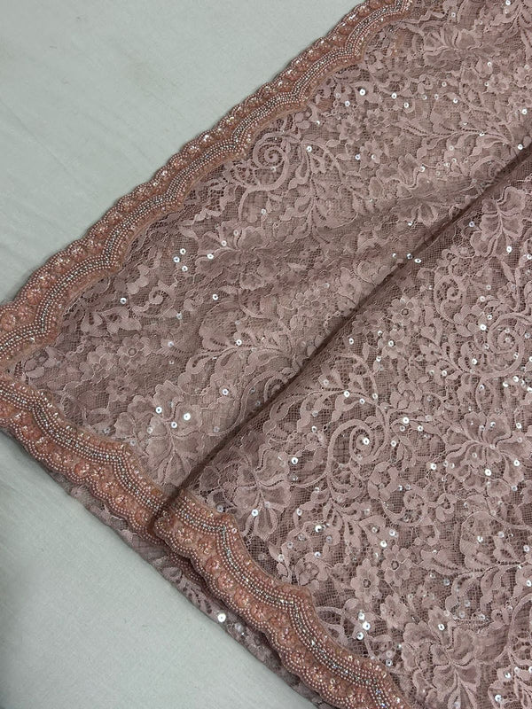 Chantilly Saree With Embroidary Blouse & Border