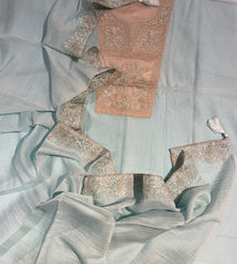Mulmul Chanderi Zari Embroidery Neck Suit Set