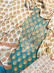 Block Print Embroidery Cotton Suit Set