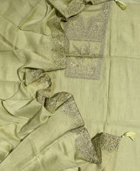 Mulmul Chanderi Zari Embroidery Neck Suit Set