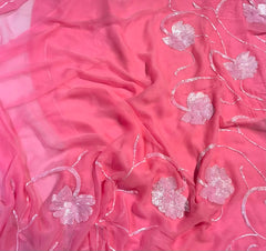 Pure Chiffon Sequence Embroidery Saree