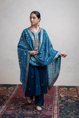 ZARI EMBROIDERY SUIT SET WITH LEHARIYA DUPATTA