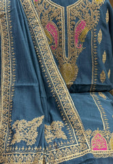 CHANDERI MULMUL ZARI EMBROIDERY SUIT
