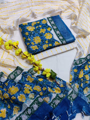 Linen Cotton with Bagru Hand Print Kurta Set