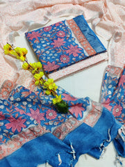 Linen Cotton with Bagru Hand Print Kurta Set