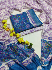 Linen Cotton with Bagru Hand Print Kurta Set