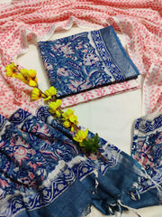 Linen Cotton with Bagru Hand Print Kurta Set