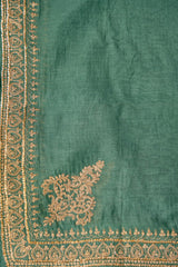 CHANDERI MULMUL TEA GREEN ZARI EMBROIDERY SUIT