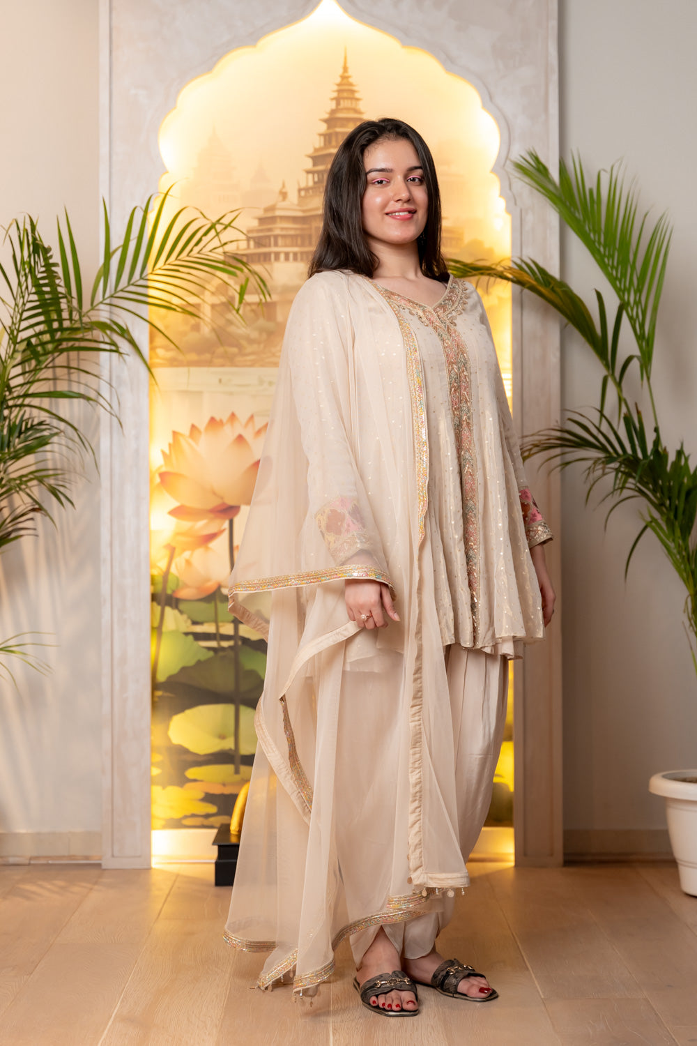BEAUTIFUL SEQUENCE EMBROIDERY DHOTI KURTI SET