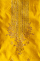 PURE SILK HANDLOOM YELLOW PINK UNSTICHED SUIT