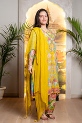 MULTICOLORED FLORAL HAND EMBROIDERY KURTI SET