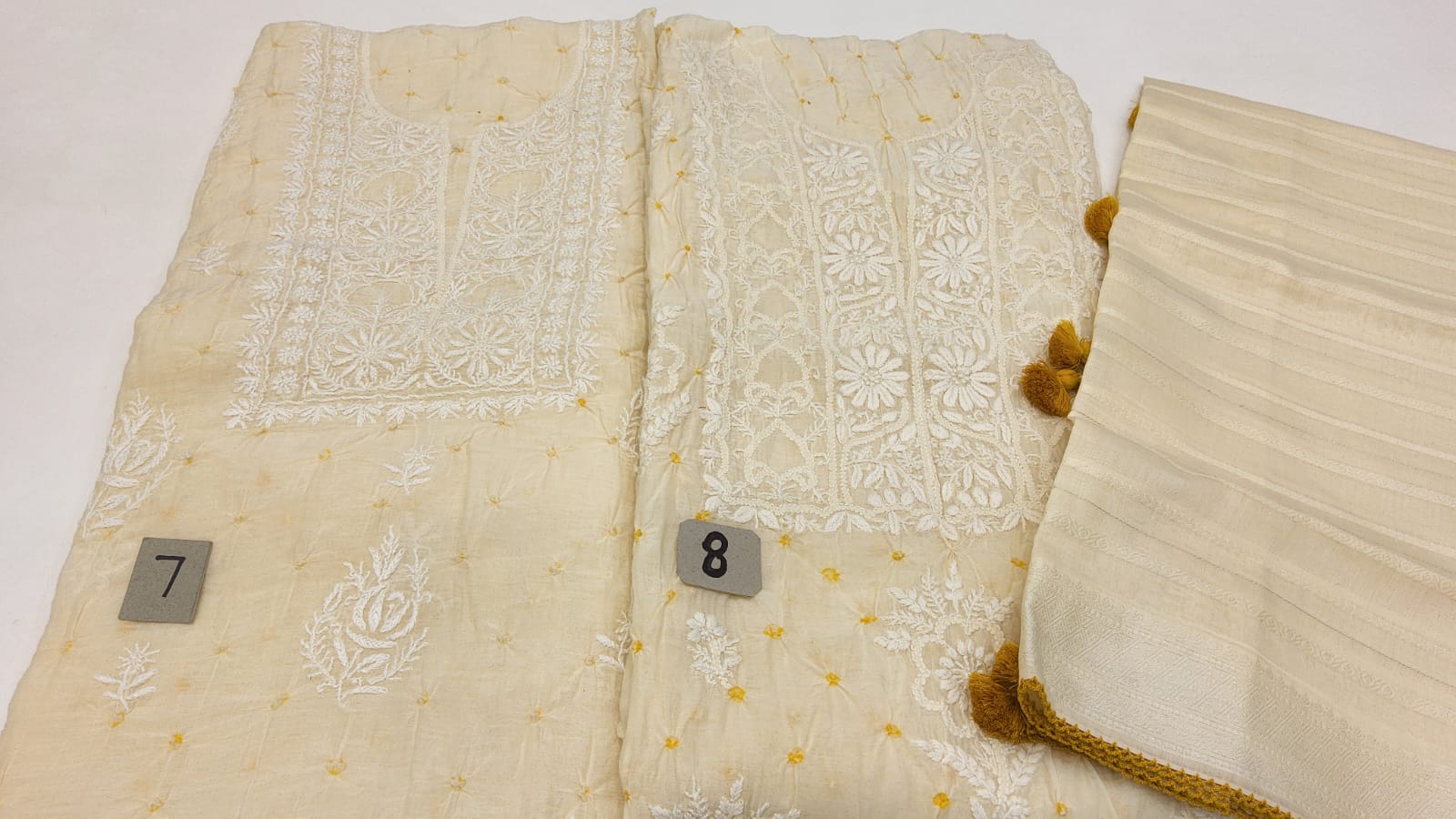 MulMul Bandhani Print with Luckhnowi work Kurta Set