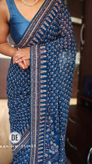Georgette Printed Hand Work Saree