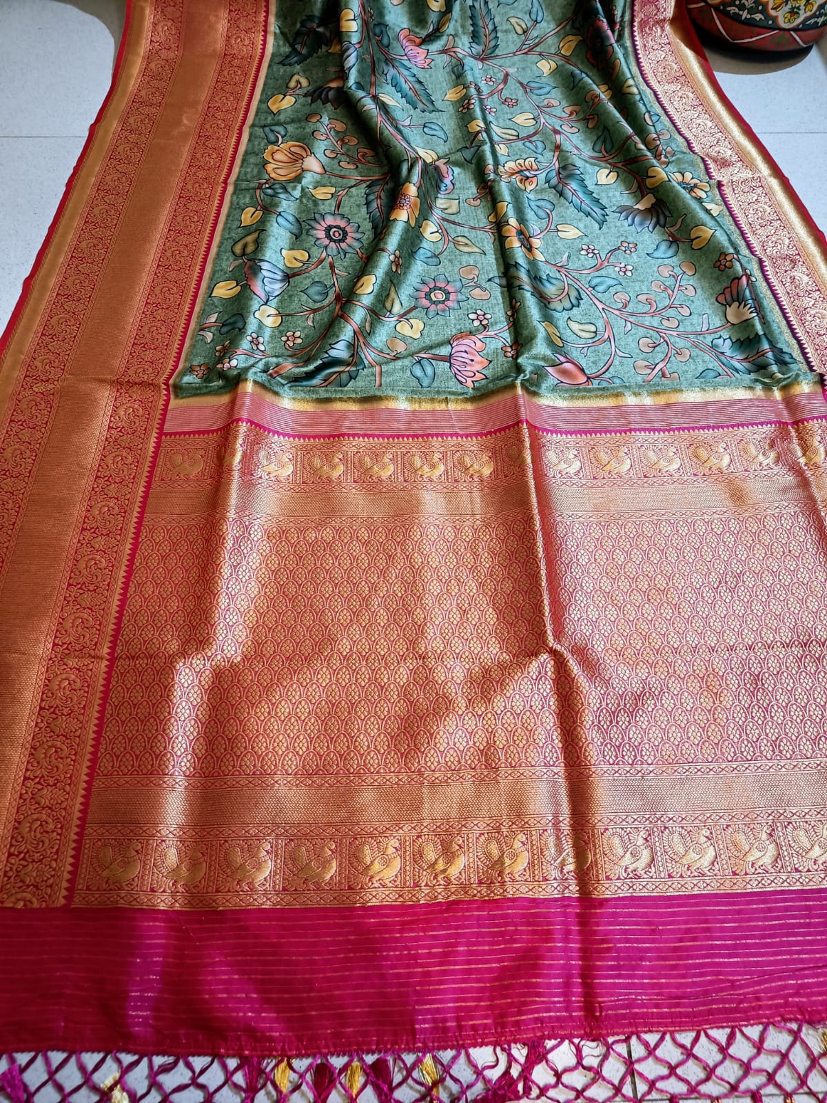 Beautiful kalamkari silk banarasi saree