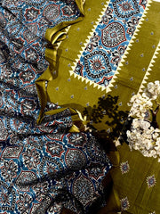 Ajrakh mulmul cotton suit set