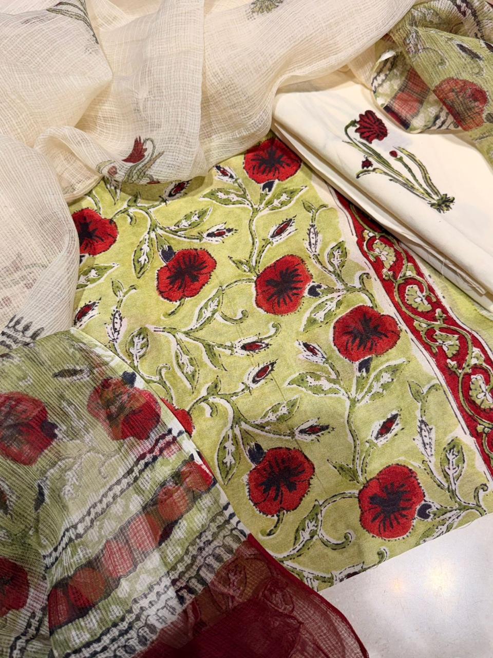 Chanderi Hand Block Suit Set