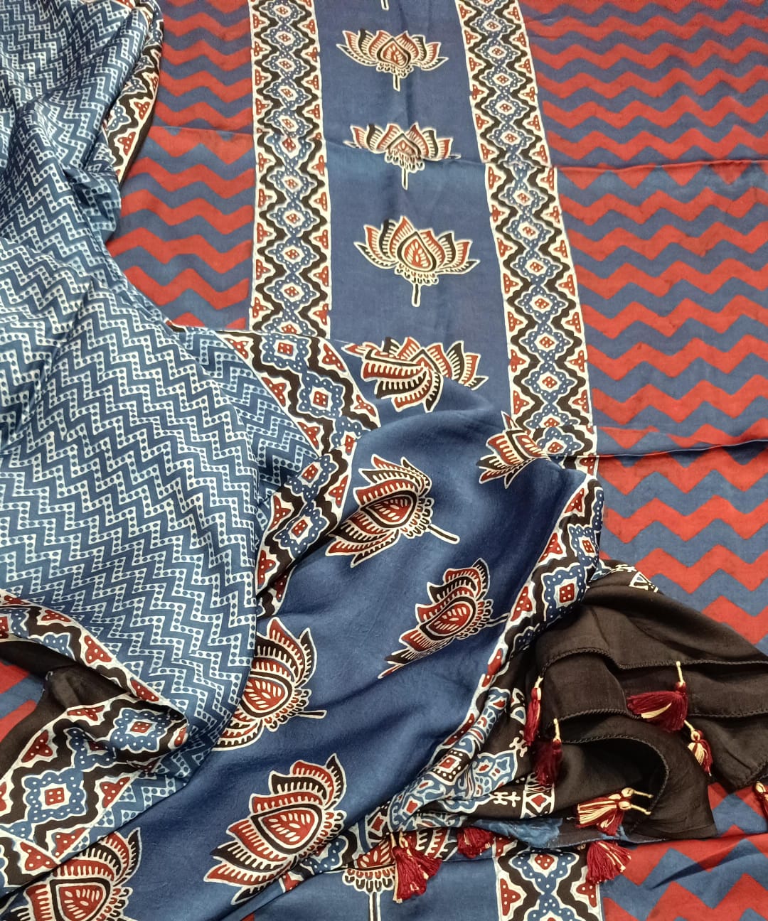 Pure Modal Ajrakh Kurta Dupatta Set