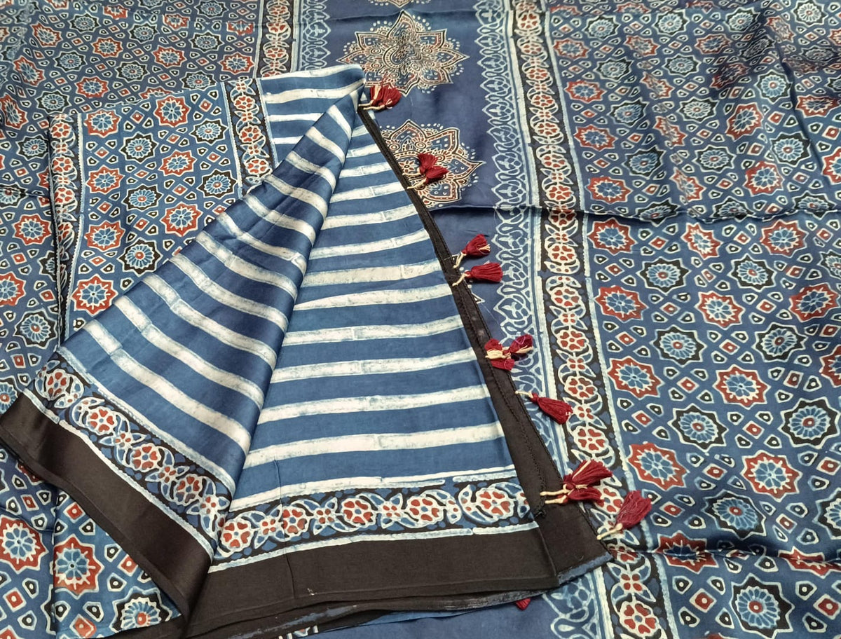 Pure Modal Ajrakh Kurta Dupatta Set