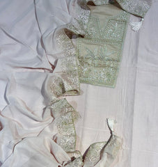 Mulmul Chanderi Zari Embroidery Neck Suit Set