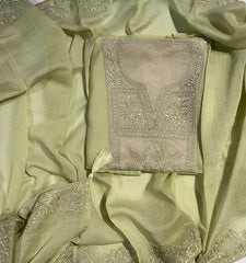 Mulmul Chanderi Zari Embroidery Neck Suit Set