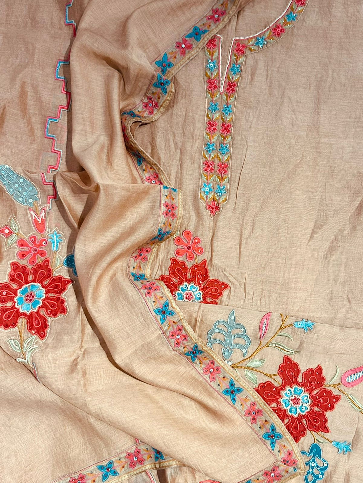 Mulmul Chanderi Cutwork Embroidery Suit Set