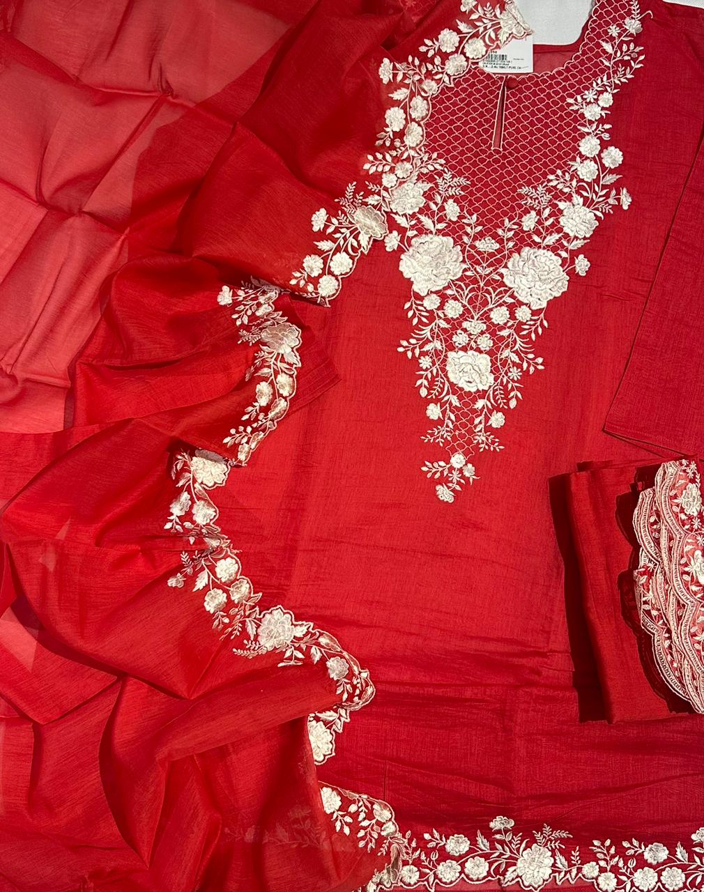 Pure Mulmul Thread Embroidery Suit Set