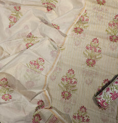 Mulmul Chanderi Stripe Hand Block Suit Set