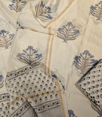 Chanderi Hand Block Hand Work Suit Set