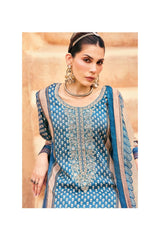 Bagh Print Embroidery Muslin Suit Set