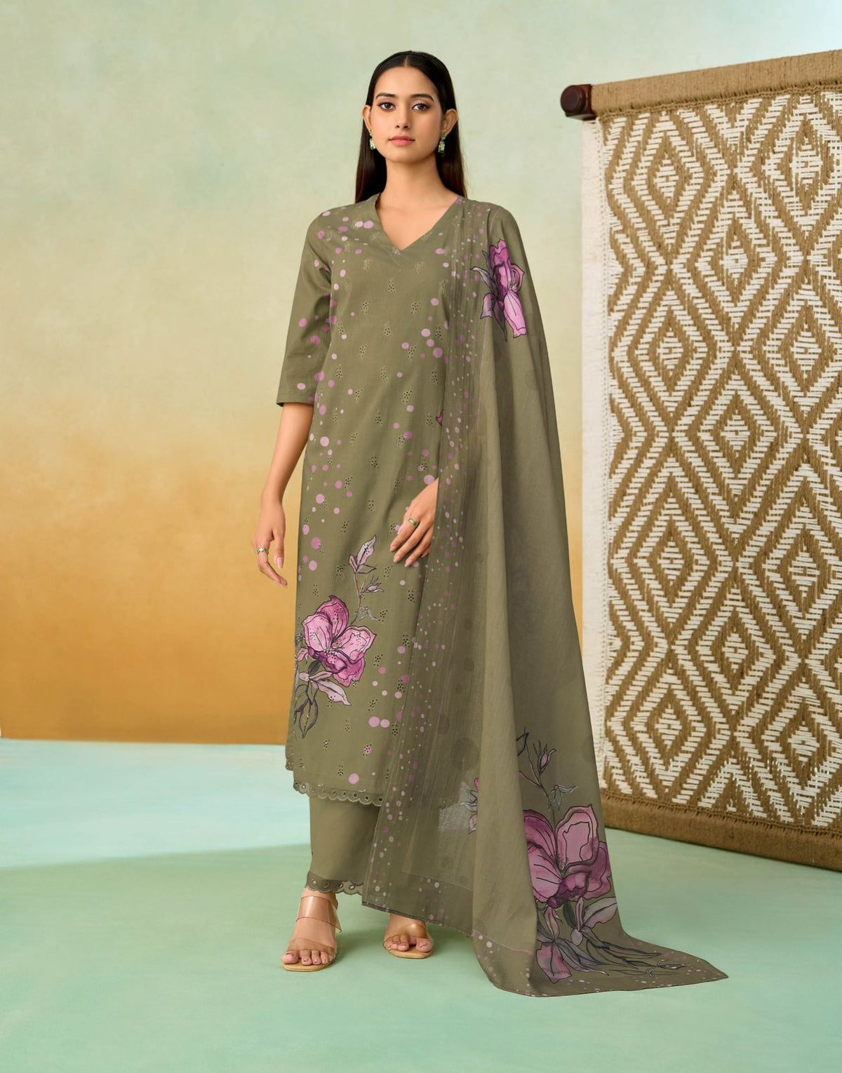 Sarg Cotton Embroidery Suit Set