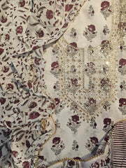 Block Print Embroidery Cotton Suit Set