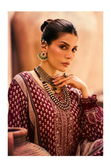 Bagh Print Embroidery Muslin Suit Set