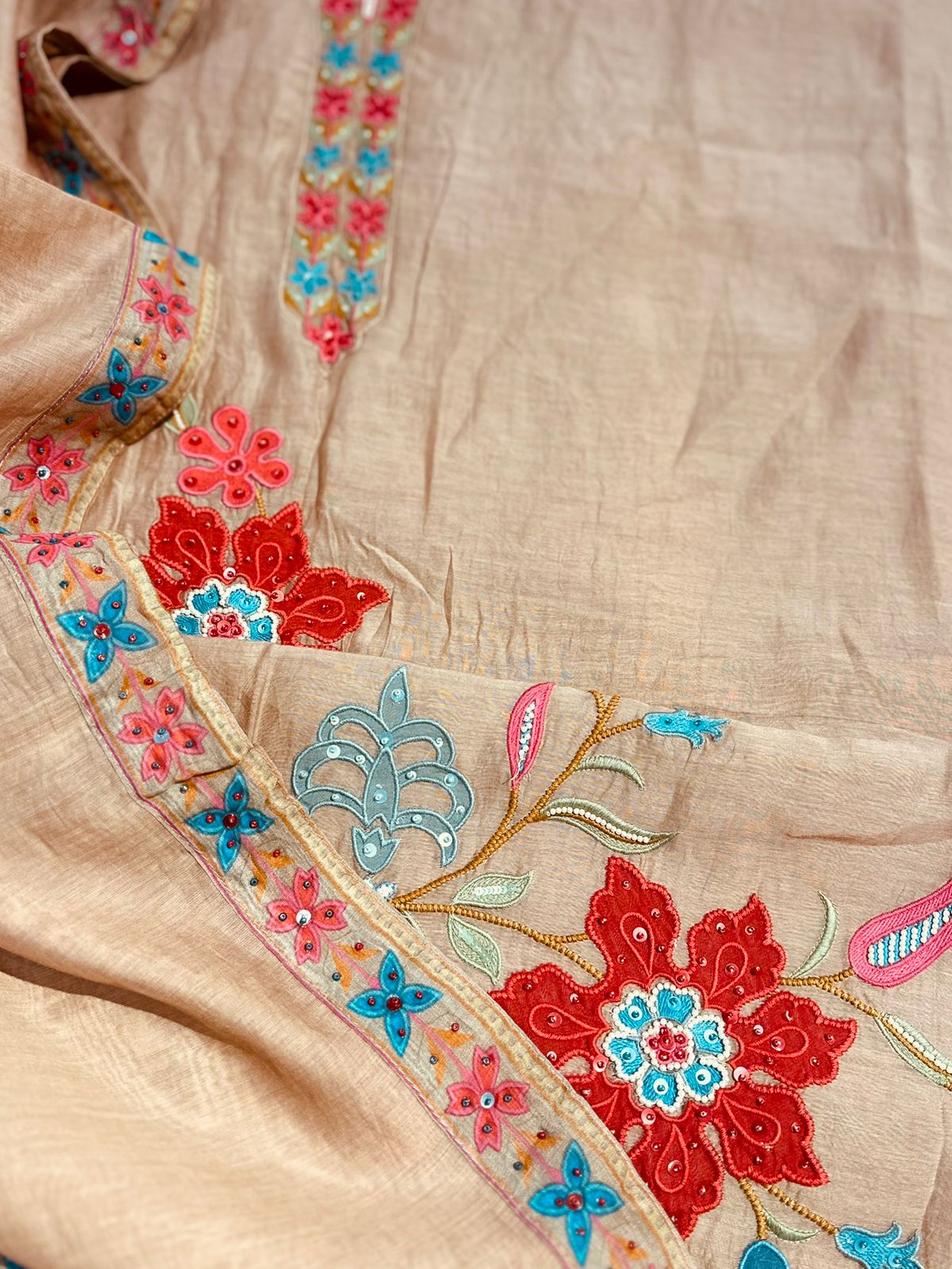Mulmul Chanderi Cutwork Embroidery Suit Set