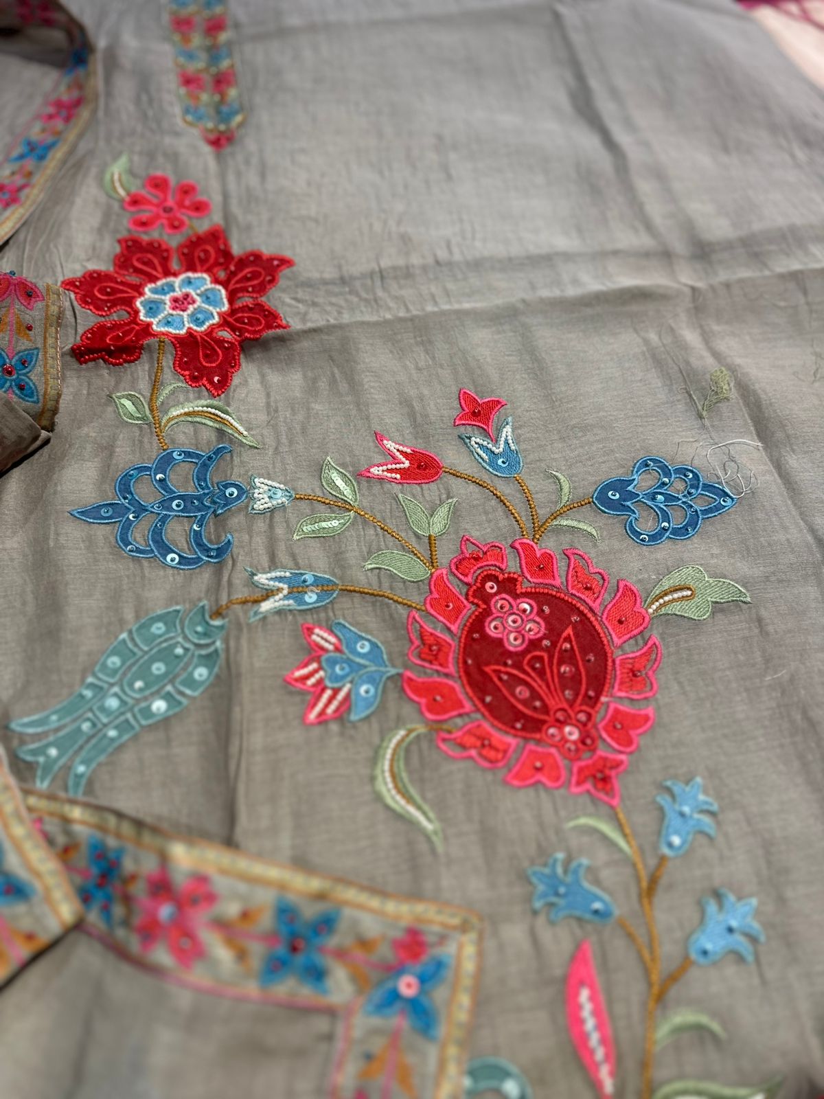 Mulmul Chanderi Cutwork Embroidery Suit Set
