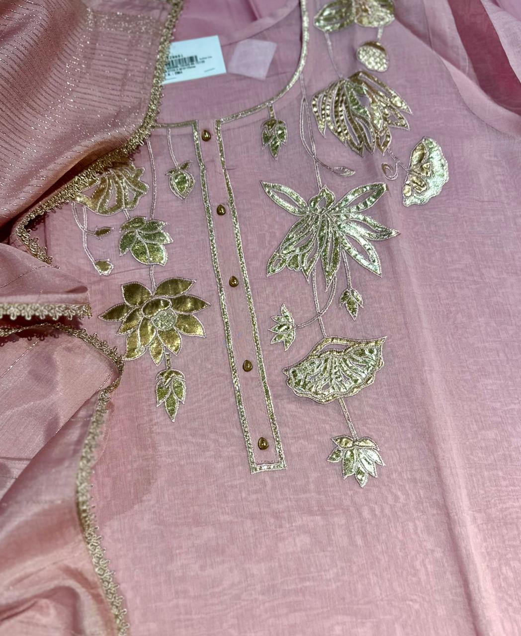 Mulmul Chanderi Gota Cutwork Suit Set