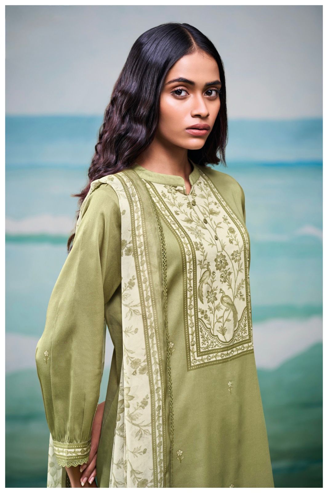 Ganga Lawn Cotton Embroidery Suit Set