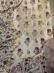 Block Print Embroidery Cotton Suit Set