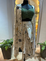 Cape Set With Embroidery Blouse