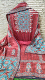 Modale Ajrakh Embroidered Kurta Set