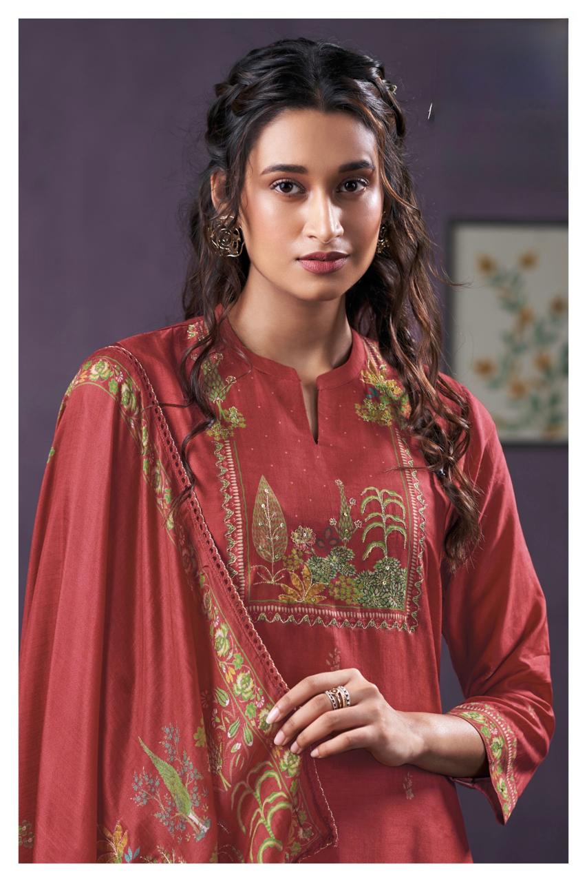 Pure Muslin Ganga Embroidery Suit Set