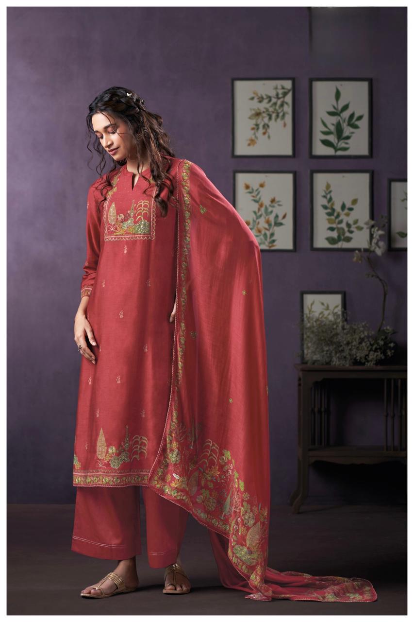Pure Muslin Ganga Embroidery Suit Set