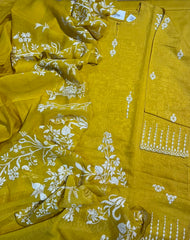 Mulmul Chanderi Hand Cutwork & Zari Suit Set